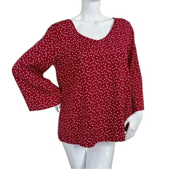 SHEIN Loose fit polkadot lipstick Red Bell Sleeve Blouse top Relaxed Boxy Fit L - Picture 3 of 15